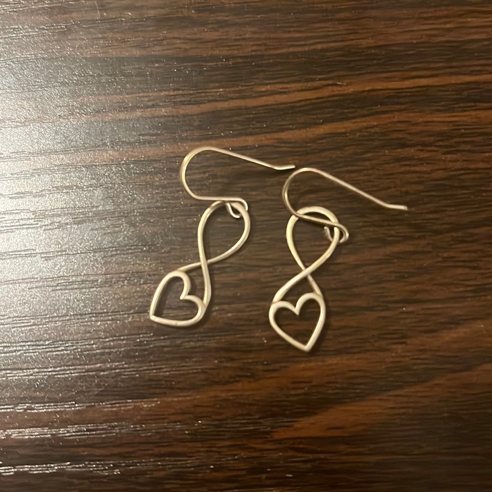 Gold heart infinity earrings